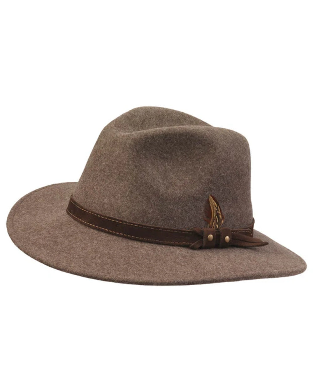 Brown coloured Laksen Country Fedora Felt Hat on white background #colour_brown