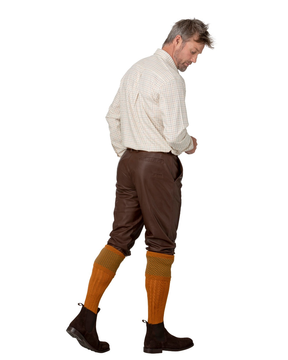Savanna Brown coloured Laksen Mens Ardennes Leather Breeks on white background #colour_savanna-brown