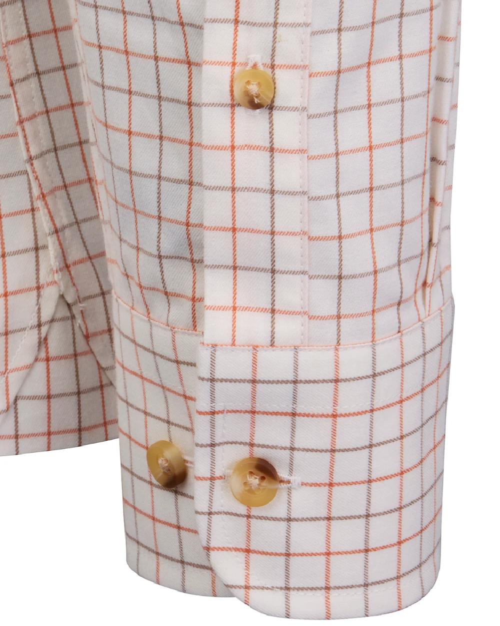 Burnt Orange Rum Coloured Laksen Mens Harvey Cotton Wool Shirt on white background #colour_burnt-orange-rum