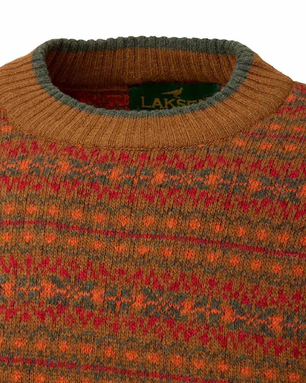 Multi Colour Coloured Laksen Mens Voss Jacquard Sweater on white background #colour_multi-colour