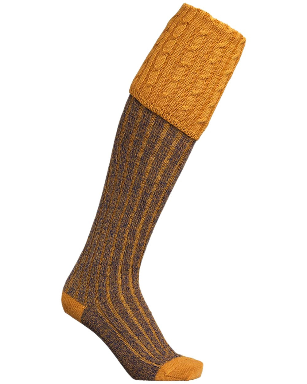 Gorse Coloured Laksen Westwood Mix Shooting Socks on white background #colour_gorse