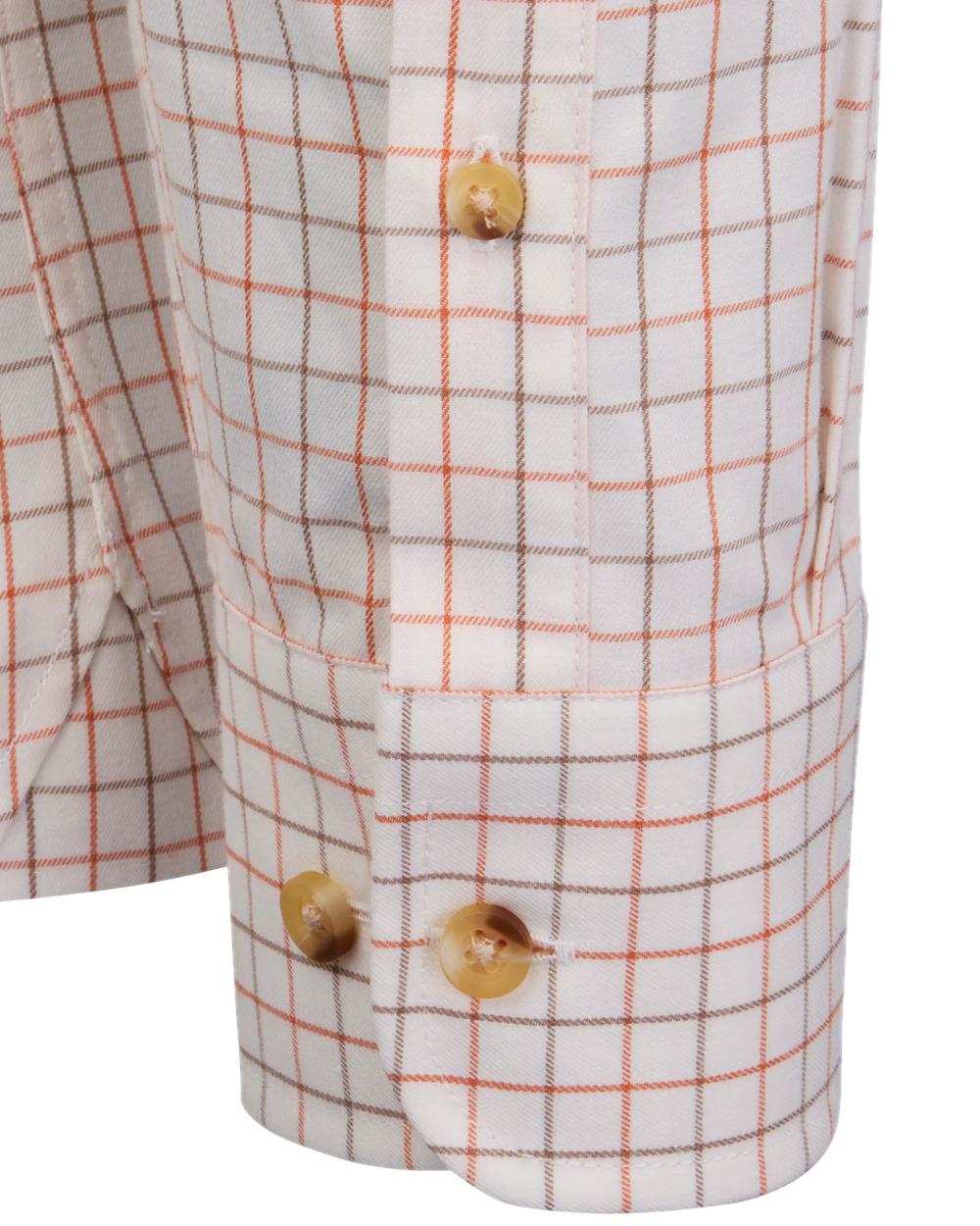 Burnt Orange Rum Coloured Laksen Womens Haley Cotton Wool Shirt on white background #colour_burnt-orange-rum