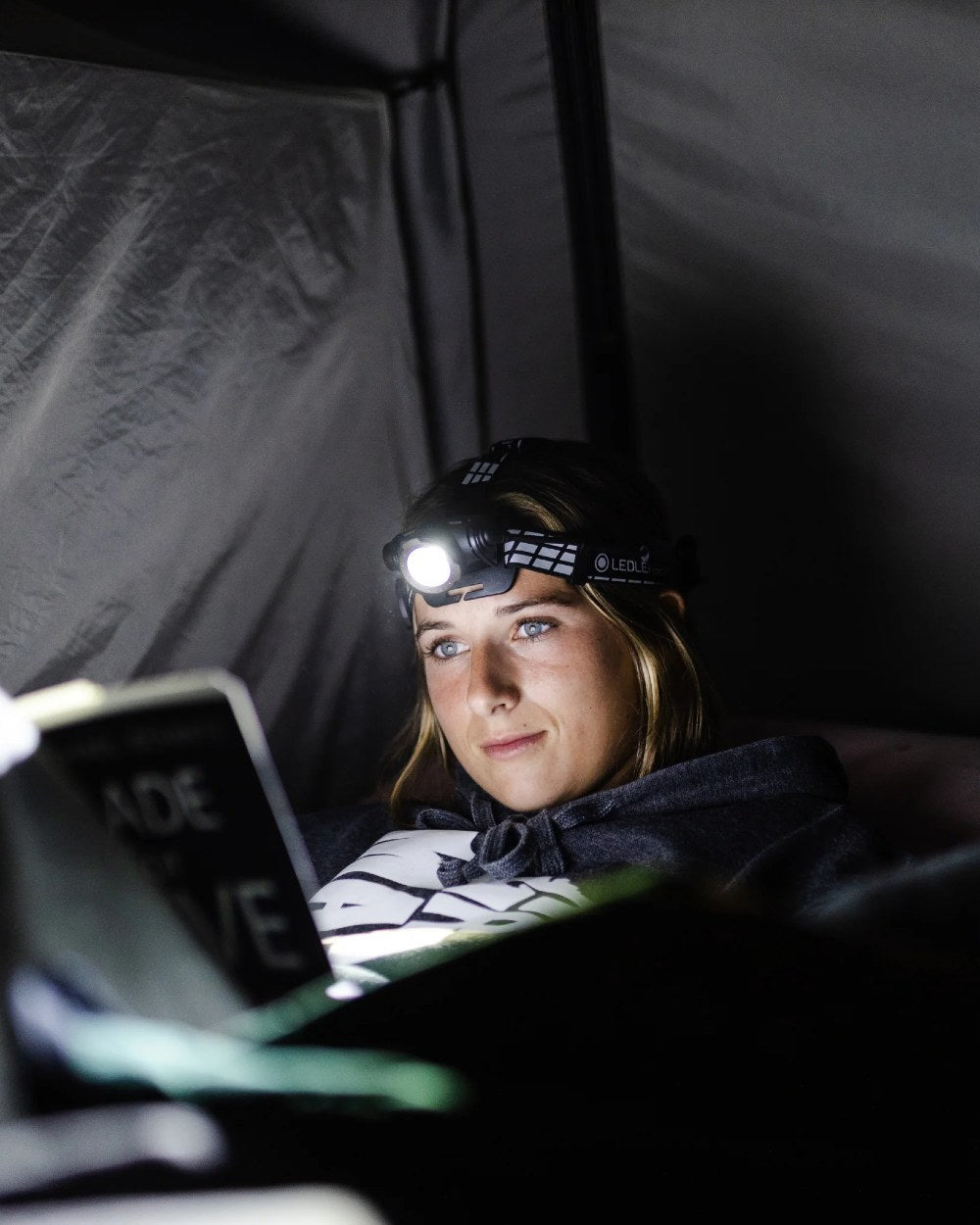 Black Coloured Led Lenser H7R Signature Rechargeable Head Torch on white background #colour_black