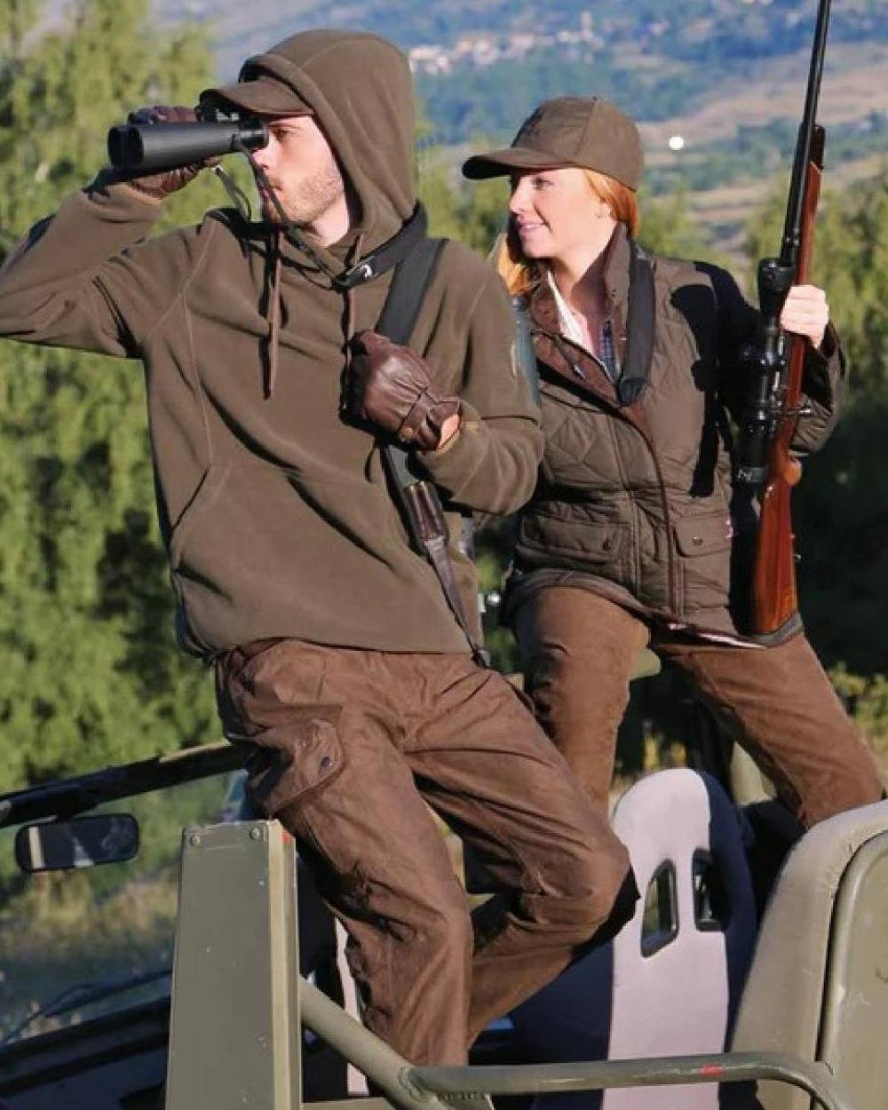 Brown coloured Percussion Fleece Hooded Sweatshirt on mountain background #colour_brown