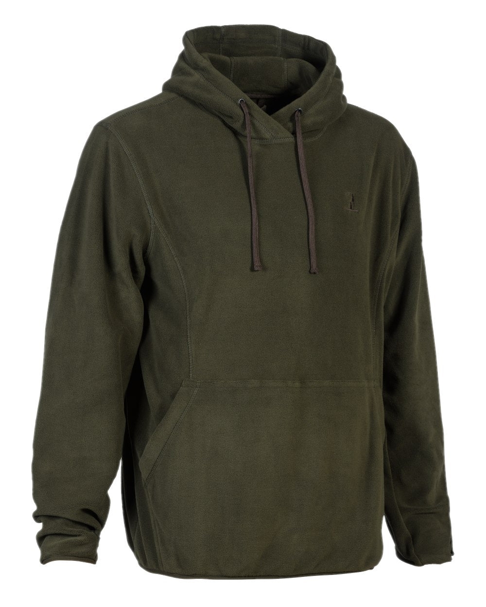 Khaki coloured Percussion Fleece Hooded Sweatshirt on white background #colour_khaki