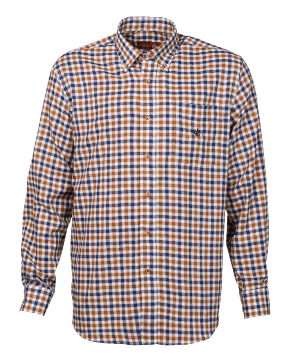 Brown Blue coloured Percussion Idaho Serdange Shirt on white background #colour_brown-blue