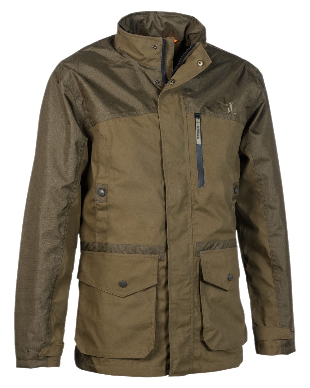 Khaki coloured Percussion Imperlight Hunting Jacket on white background #colour_khaki