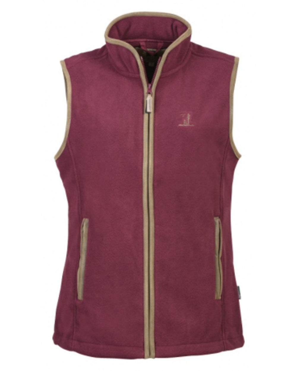 Bordeaux coloured Percussion Ladies Scotland Fleece Gilet on white background #colour_bordeaux