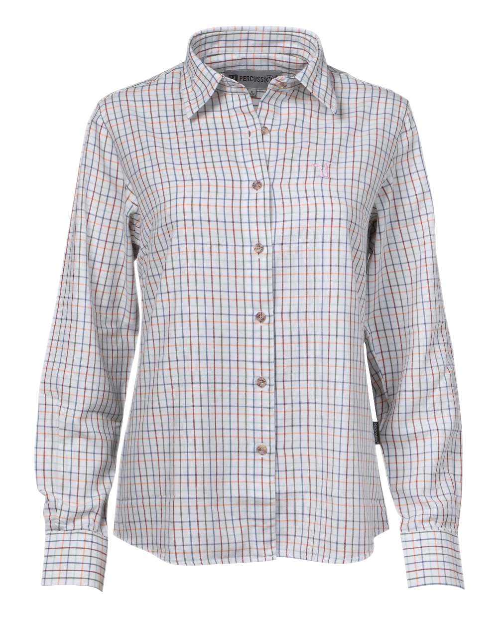 Ocre coloured Percussion Ladies Tattersall Shirt on white background #colour_ocre