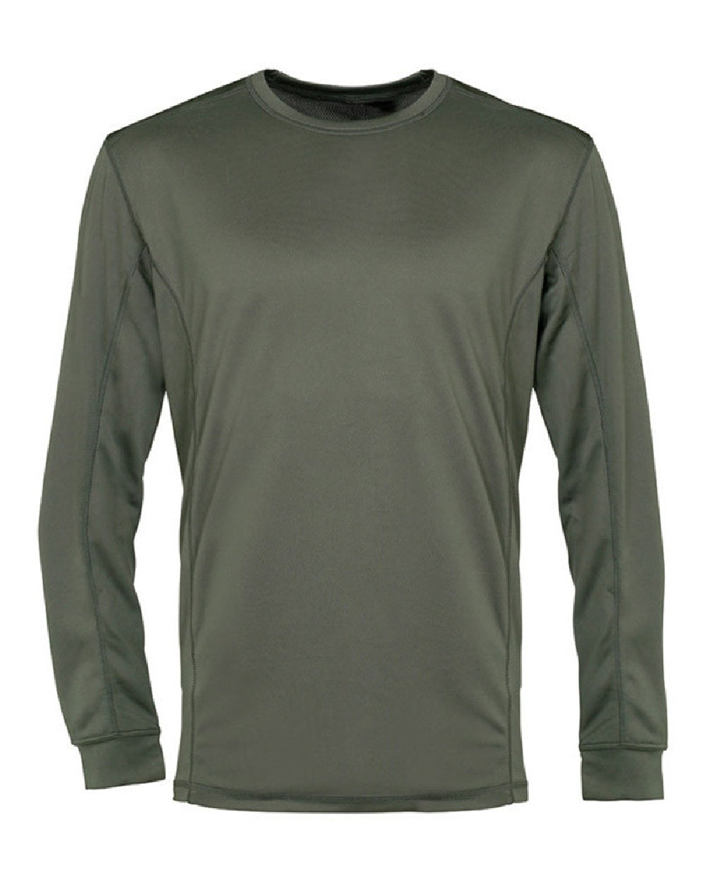 Khaki coloured Percussion Megadry Sweatshirt on white background #colour_khaki