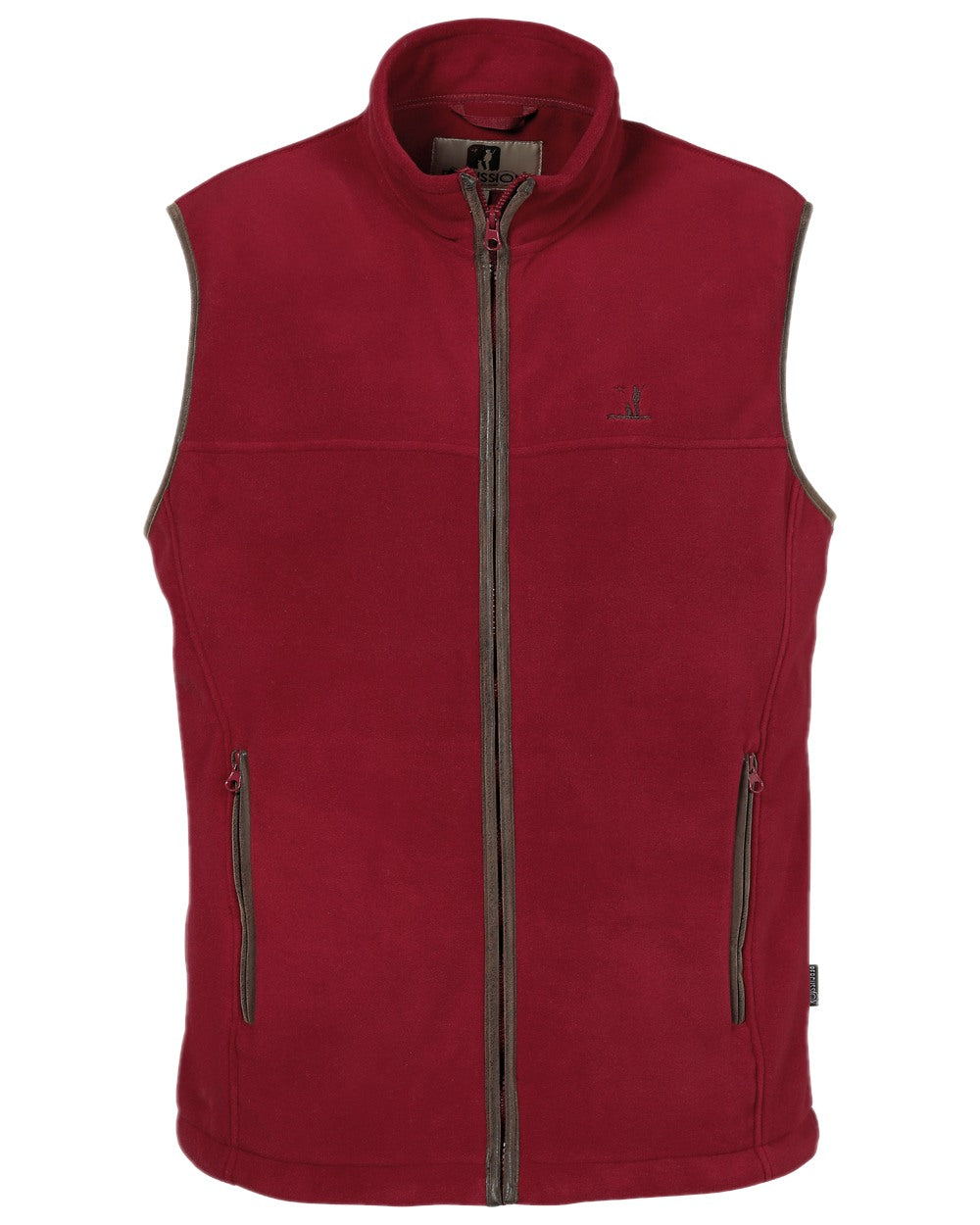 Bordeaux coloured Percussion Scotland Fleece Gilet on white background #colour_bordeaux