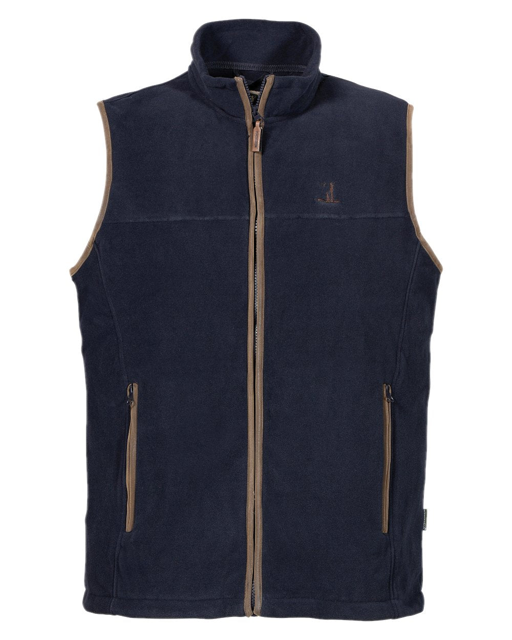 Navy coloured Percussion Scotland Fleece Gilet on white background #colour_navy