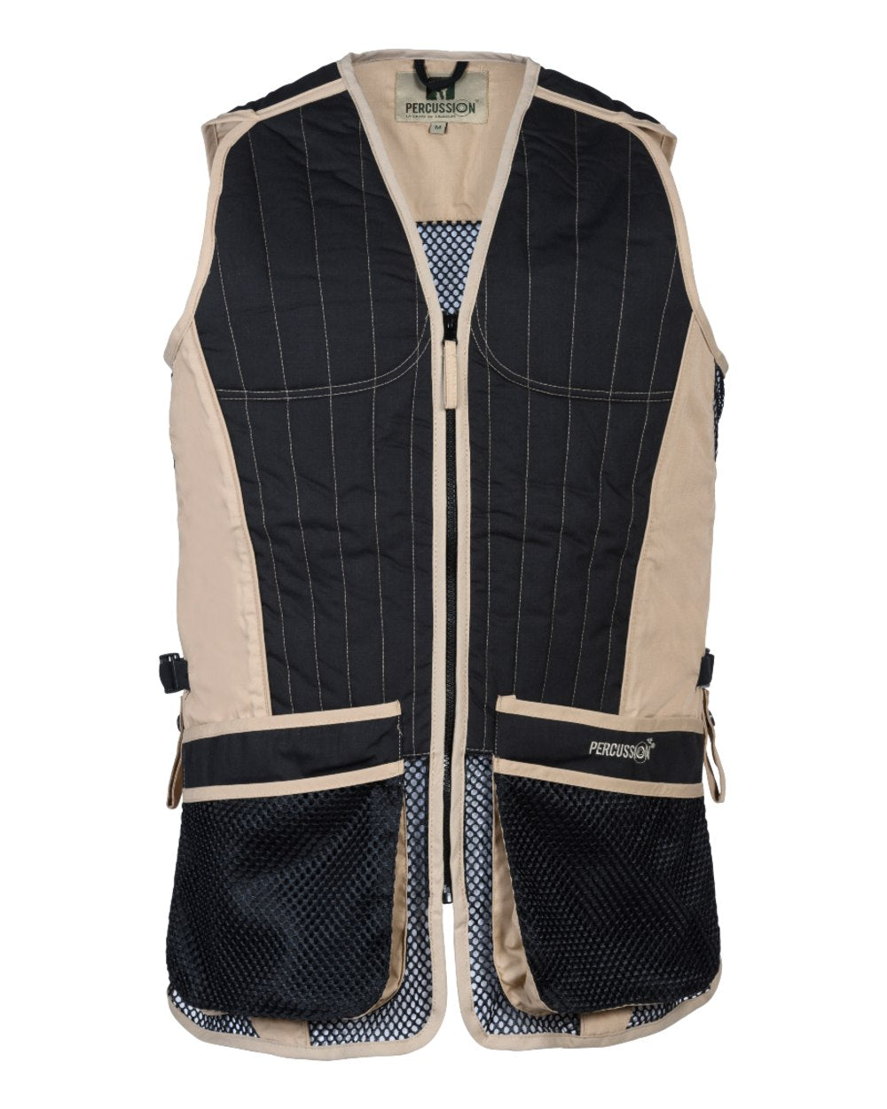 Black Beige coloured Percussion Skeet Vest on white background #colour_black-beige
