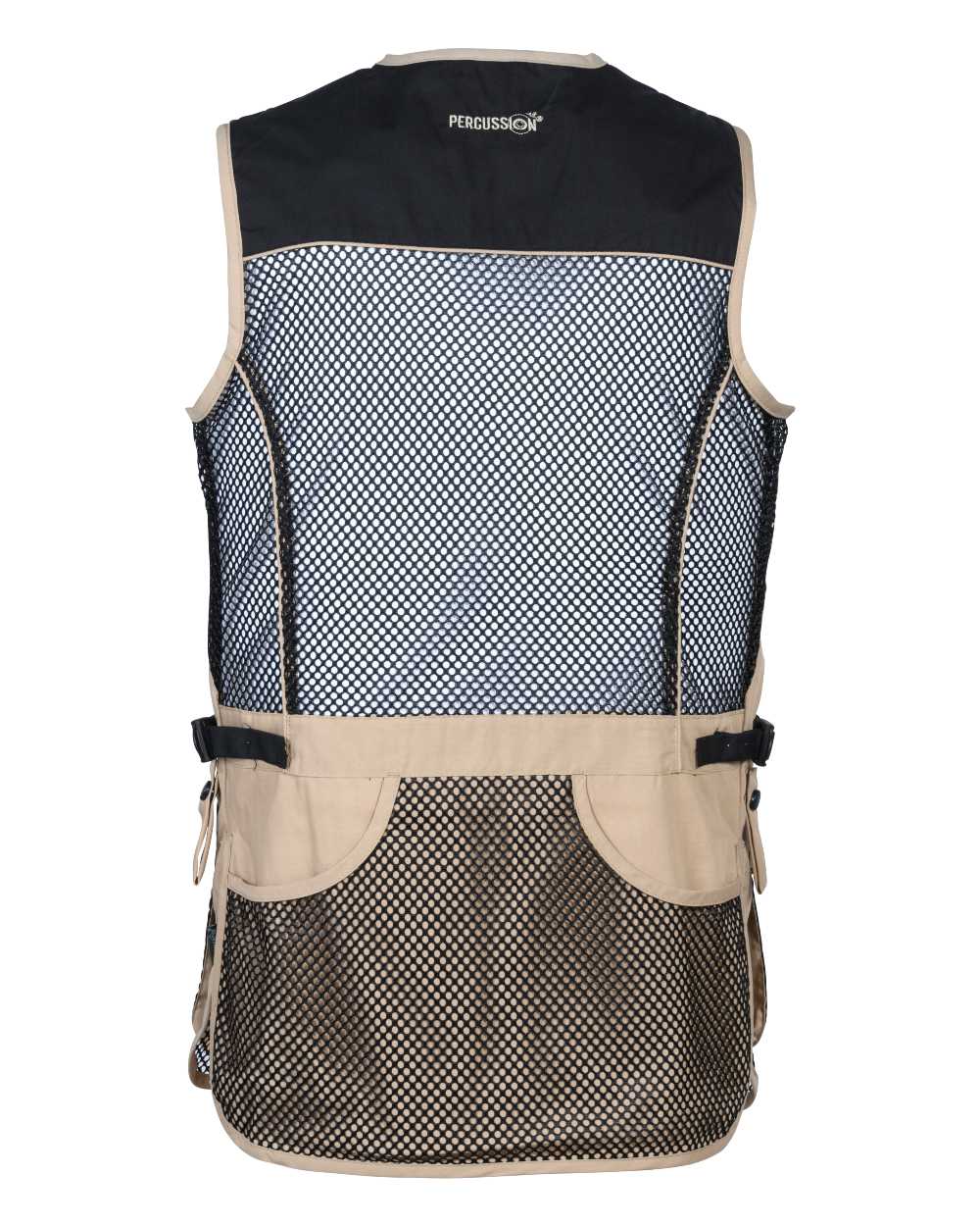 Black Beige coloured Percussion Skeet Vest on white background #colour_black-beige