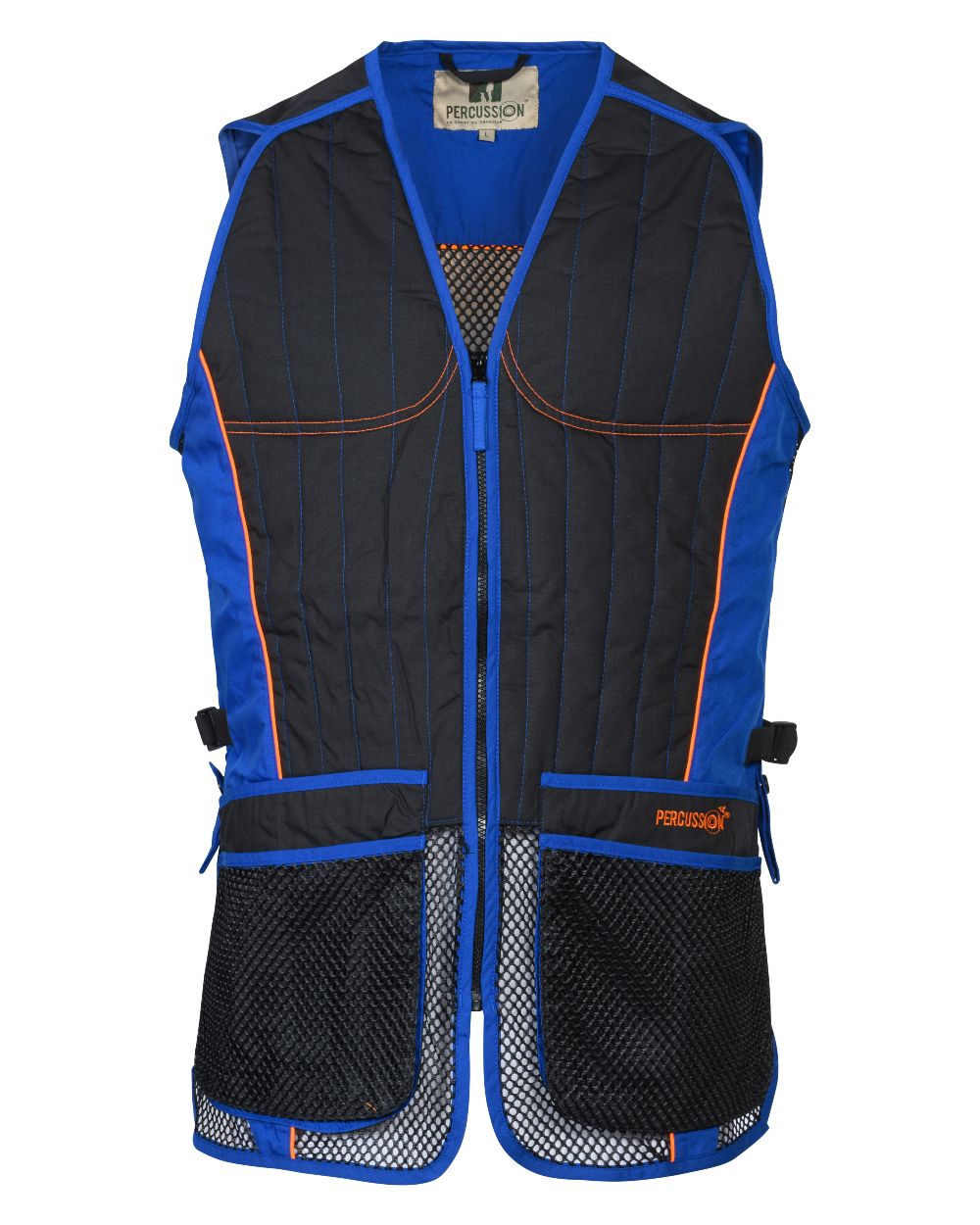 Black Blue coloured Percussion Skeet Vest on white background #colour_black-blue