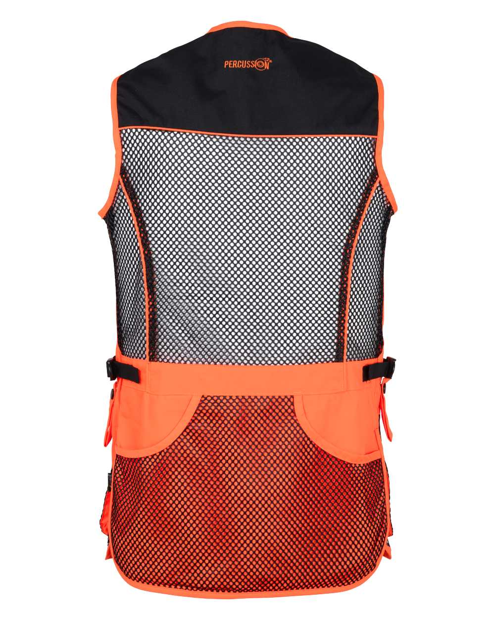 Black Orange coloured Percussion Skeet Vest on white background #colour_black-orange