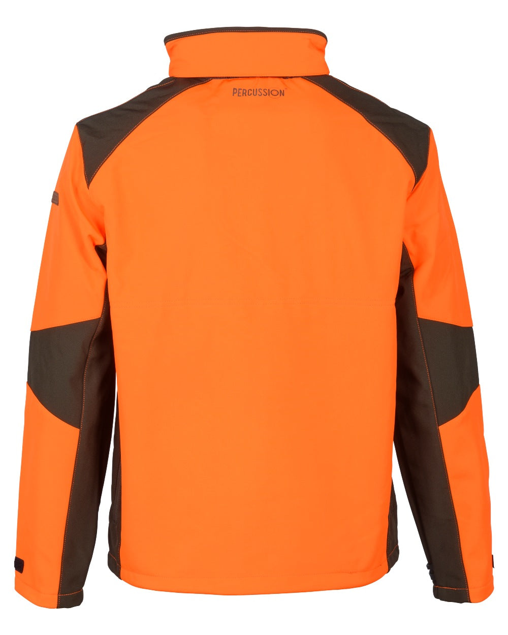 Khaki Orange coloured Percussion Softshell Waterproof Jacket on white background #colour_khaki-orange