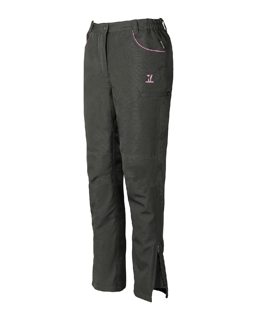 Khaki coloured Percussion Womens Stronger Hunting Trousers on white background #colour_khaki