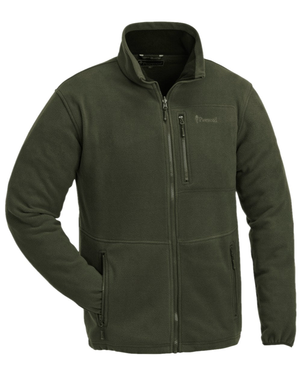 Green Pinewood Mens Finnveden Fleece Jacket on white background #colour_green