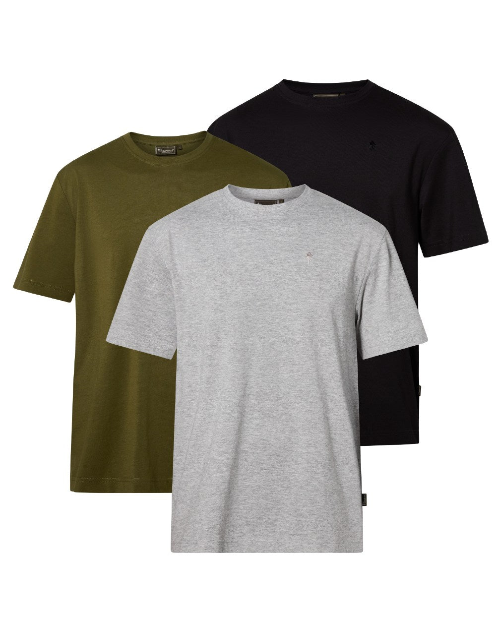 Grey Melange Pine Black coloured Pinewood Mens 3 Pack T-Shirt on white background #colour_grey-melange-pine-black