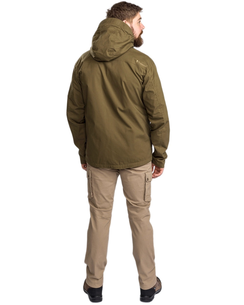 Hunting Olive coloured Pinewood Mens Varnamo Light Jacket on white background #colour_hunting-olive