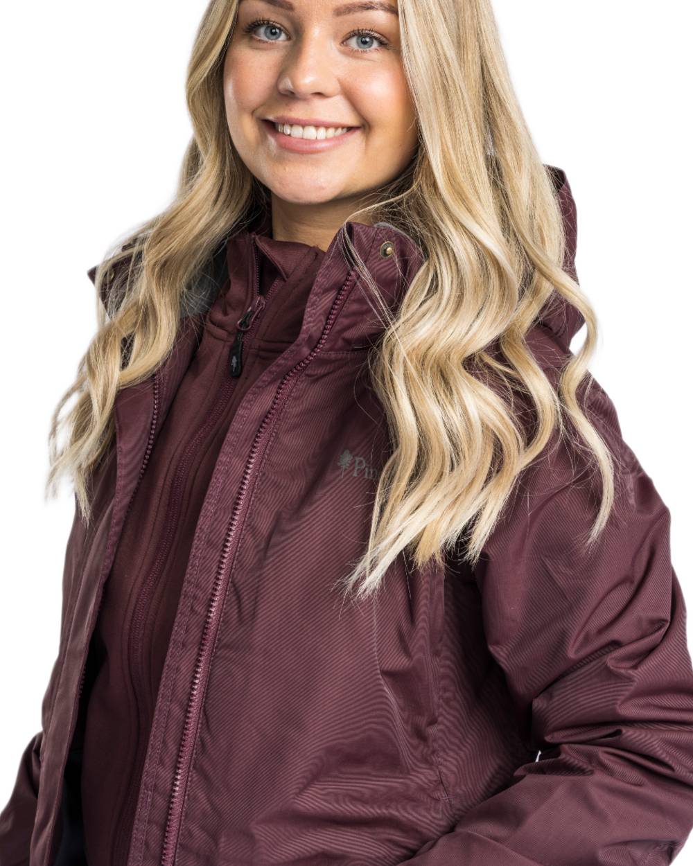 Earth Plum coloured Pinewood Womens Wilda Parka on white background #colour_earth-plum