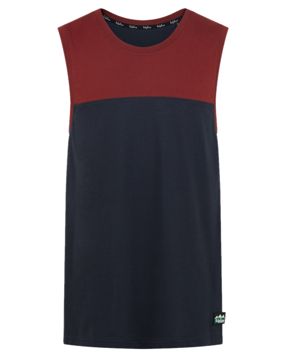 Navy Multi coloured Ridgeline Backslider Singlet Top on white background #colour_navy-multi