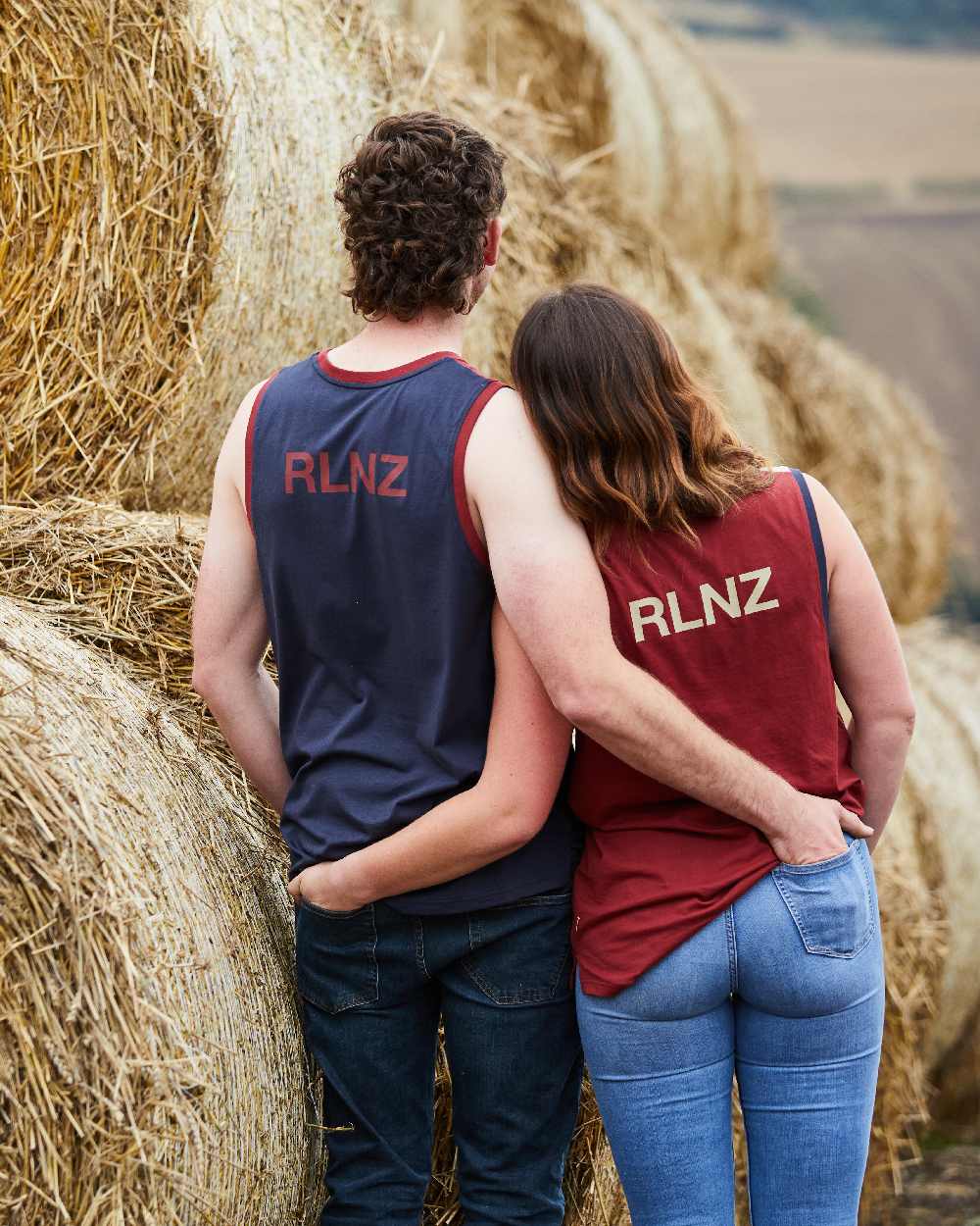 Navy Multi coloured Ridgeline Backslider Singlet Top on haystack background #colour_navy-multi