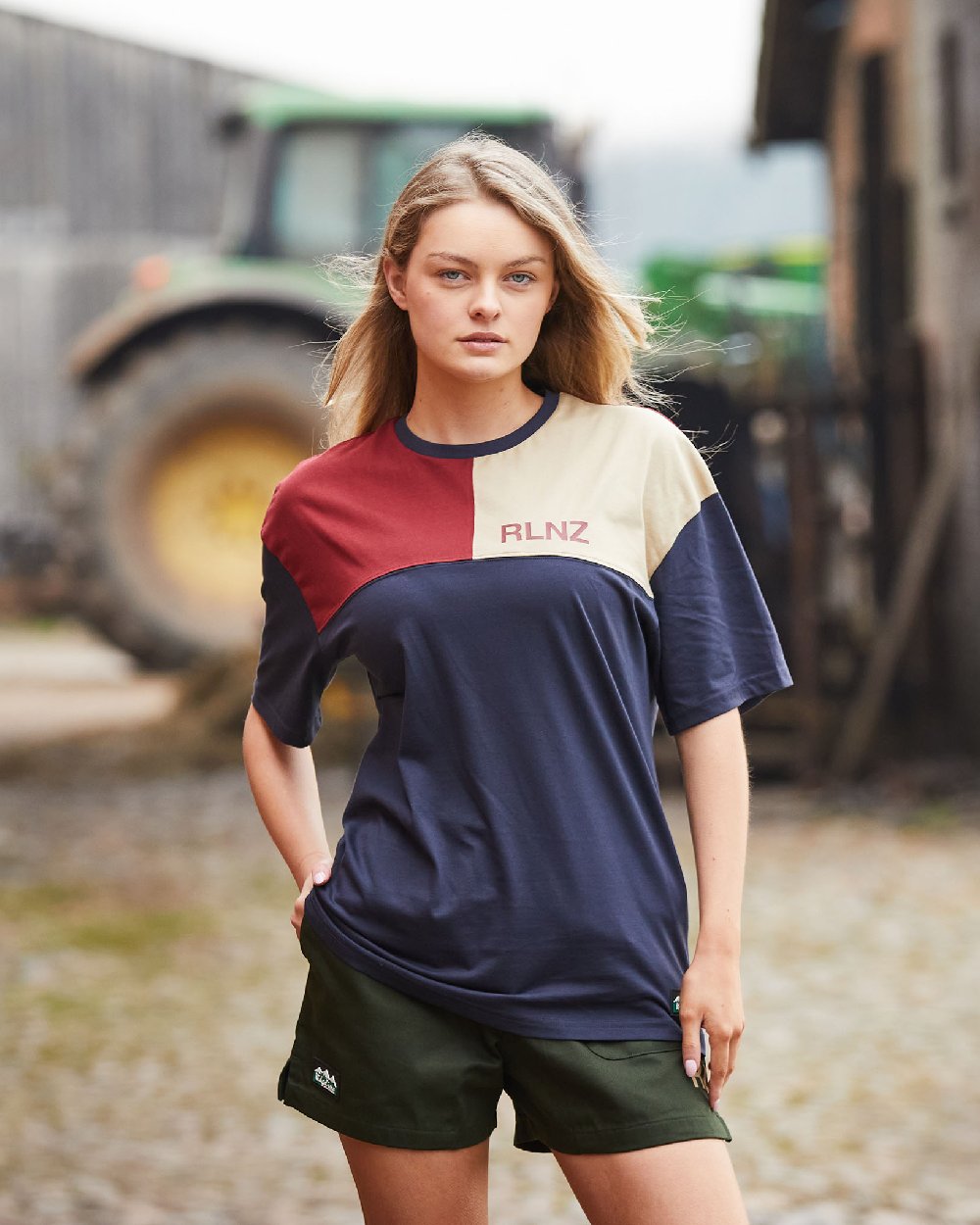 Navy Multi coloured Ridgeline Backslider T-Shirt on blurry background #colour_navy-multi