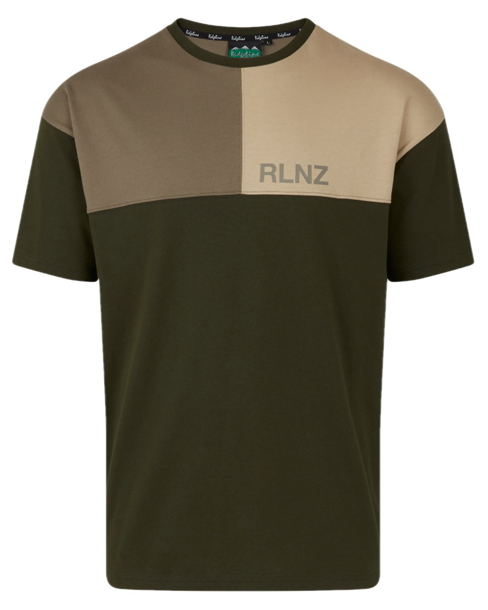 Olive Multi coloured Ridgeline Backslider T-Shirt on white background #colour_olive-multi