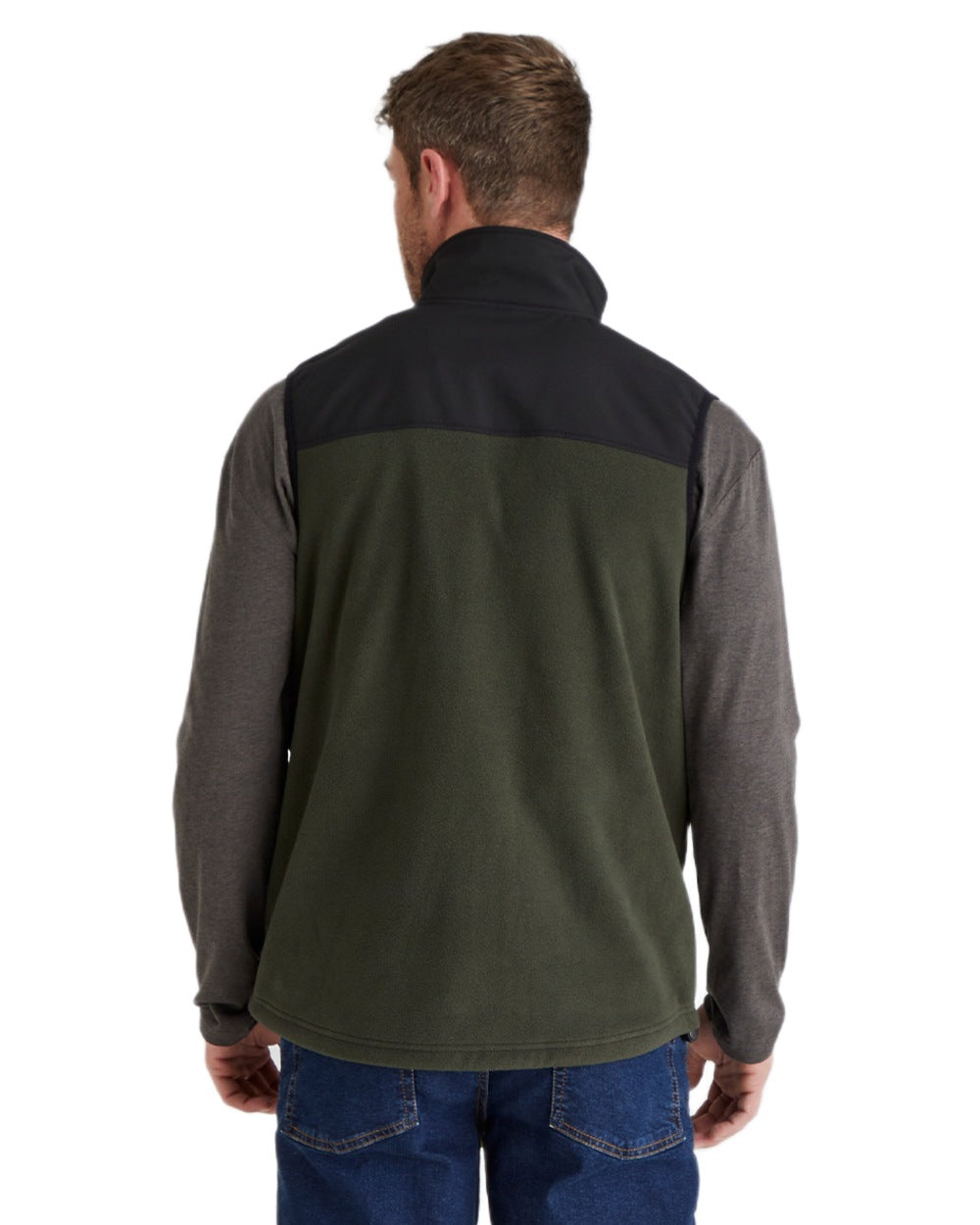 Deep Forest Black coloured Ridgeline Hybrid Fleece Gilet on white background #colour_deep-forest-black