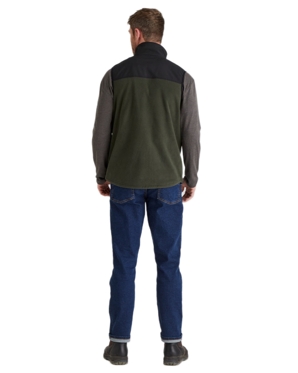 Deep Forest Black coloured Ridgeline Hybrid Fleece Gilet on white background #colour_deep-forest-black