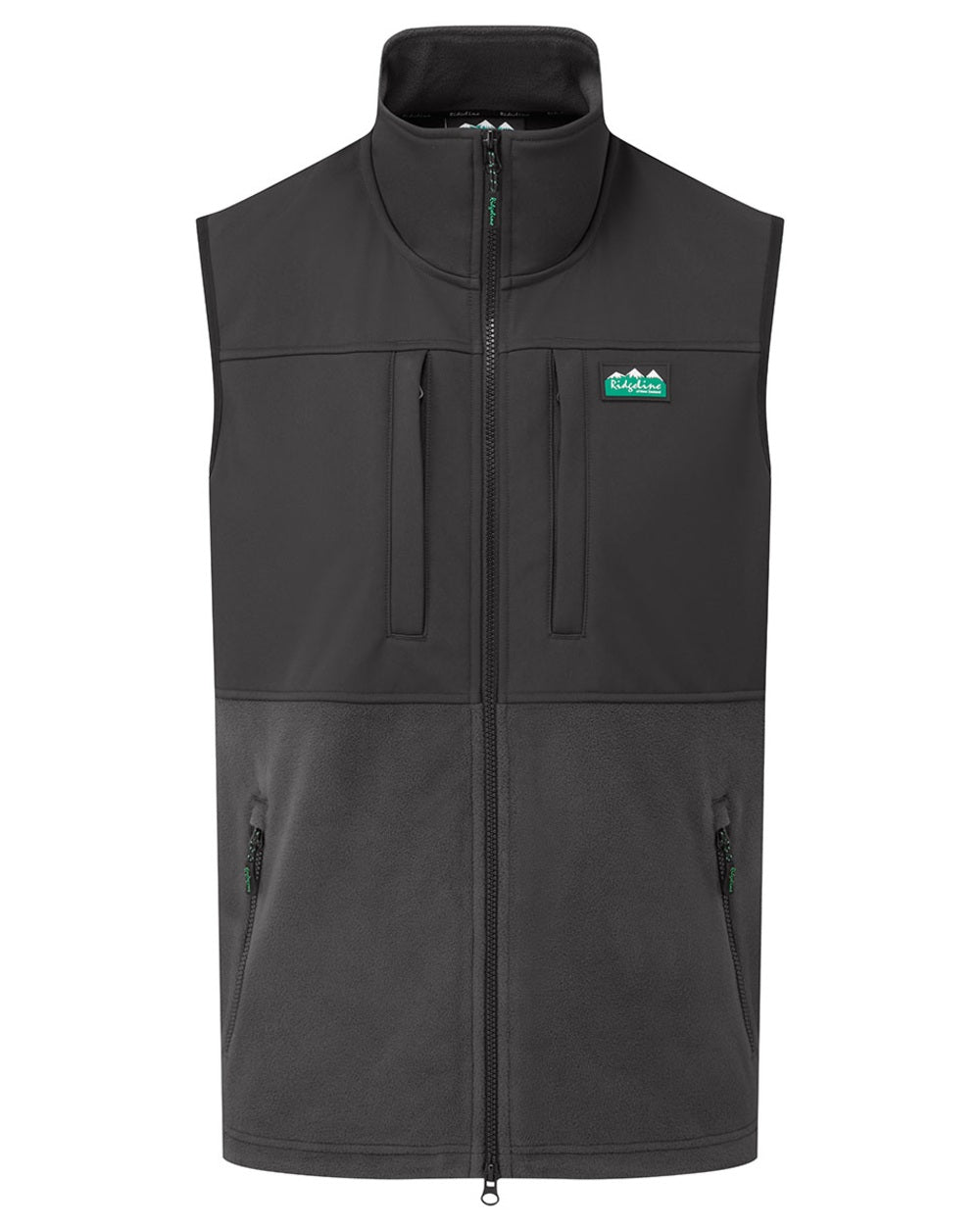 Shale coloured Ridgeline Hybrid Fleece Gilet on white background #colour_shale