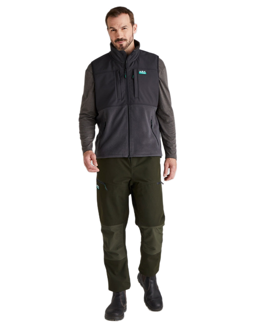 Shale coloured Ridgeline Hybrid Fleece Gilet on white background #colour_shale