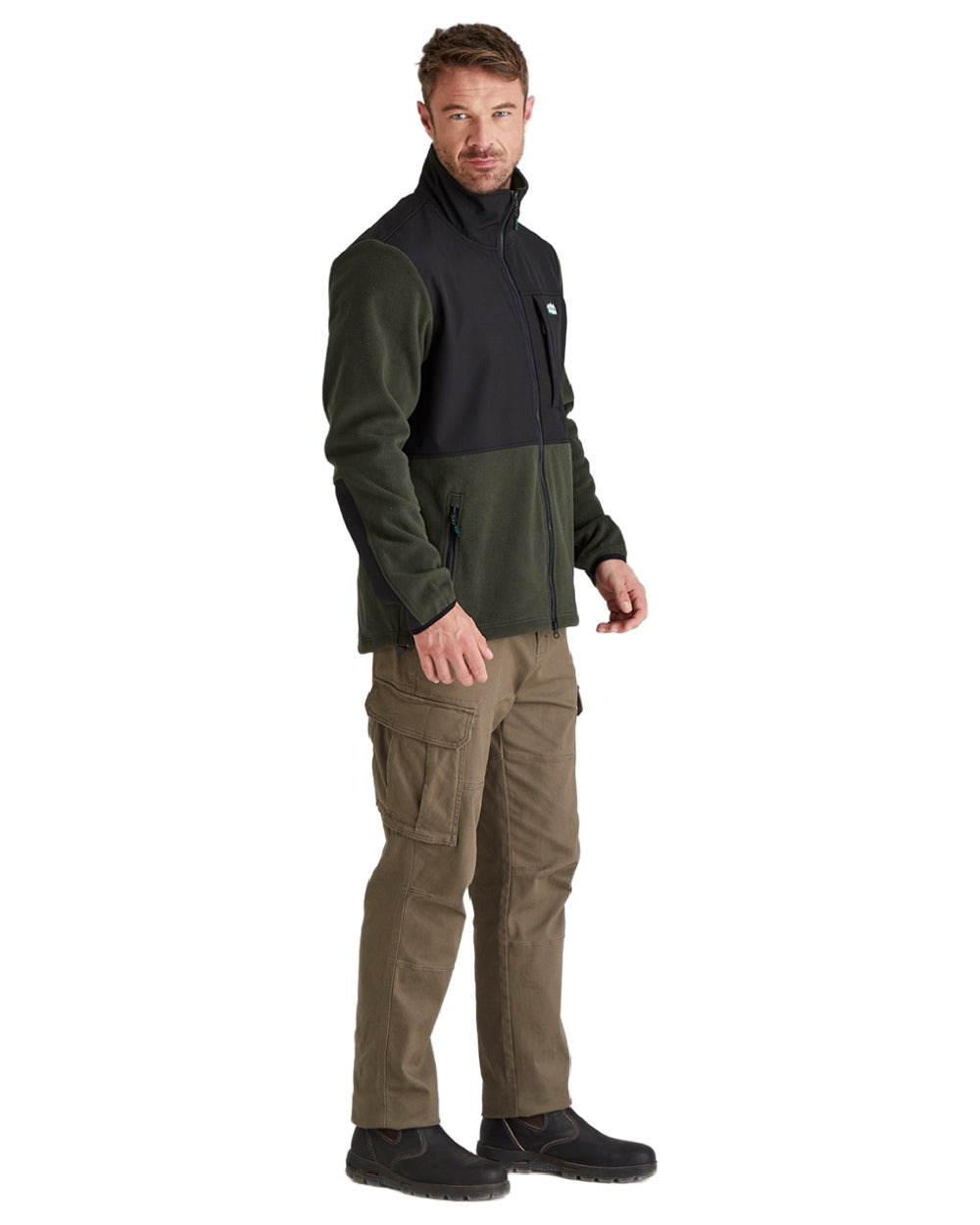 Deep Forest Black coloured Ridgeline Hybrid Fleece Jacket on white background #colour_deep-forest-black