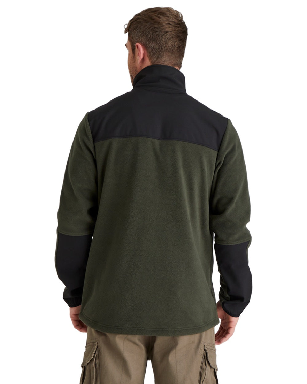Deep Forest Black coloured Ridgeline Hybrid Fleece Jacket on white background #colour_deep-forest-black