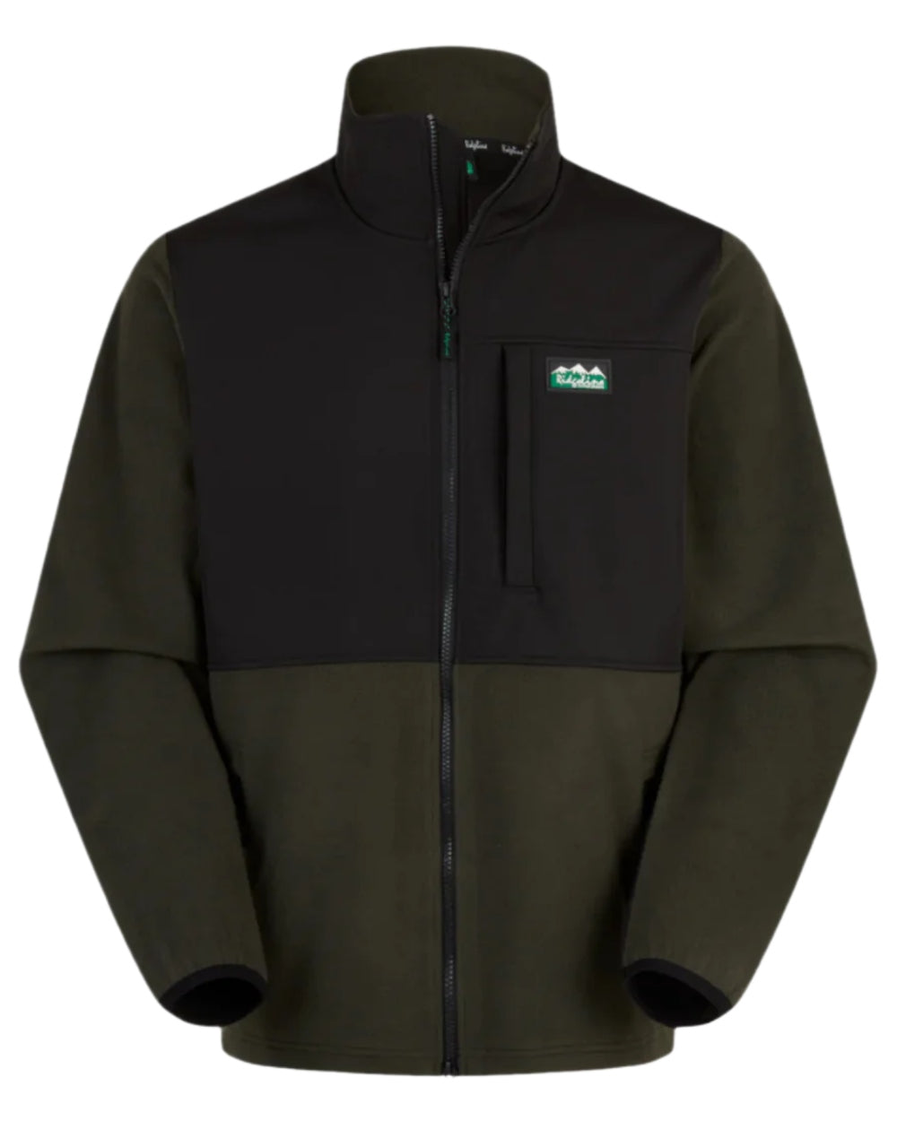 Deep Forest Black coloured Ridgeline Hybrid Fleece Jacket on white background #colour_deep-forest-black