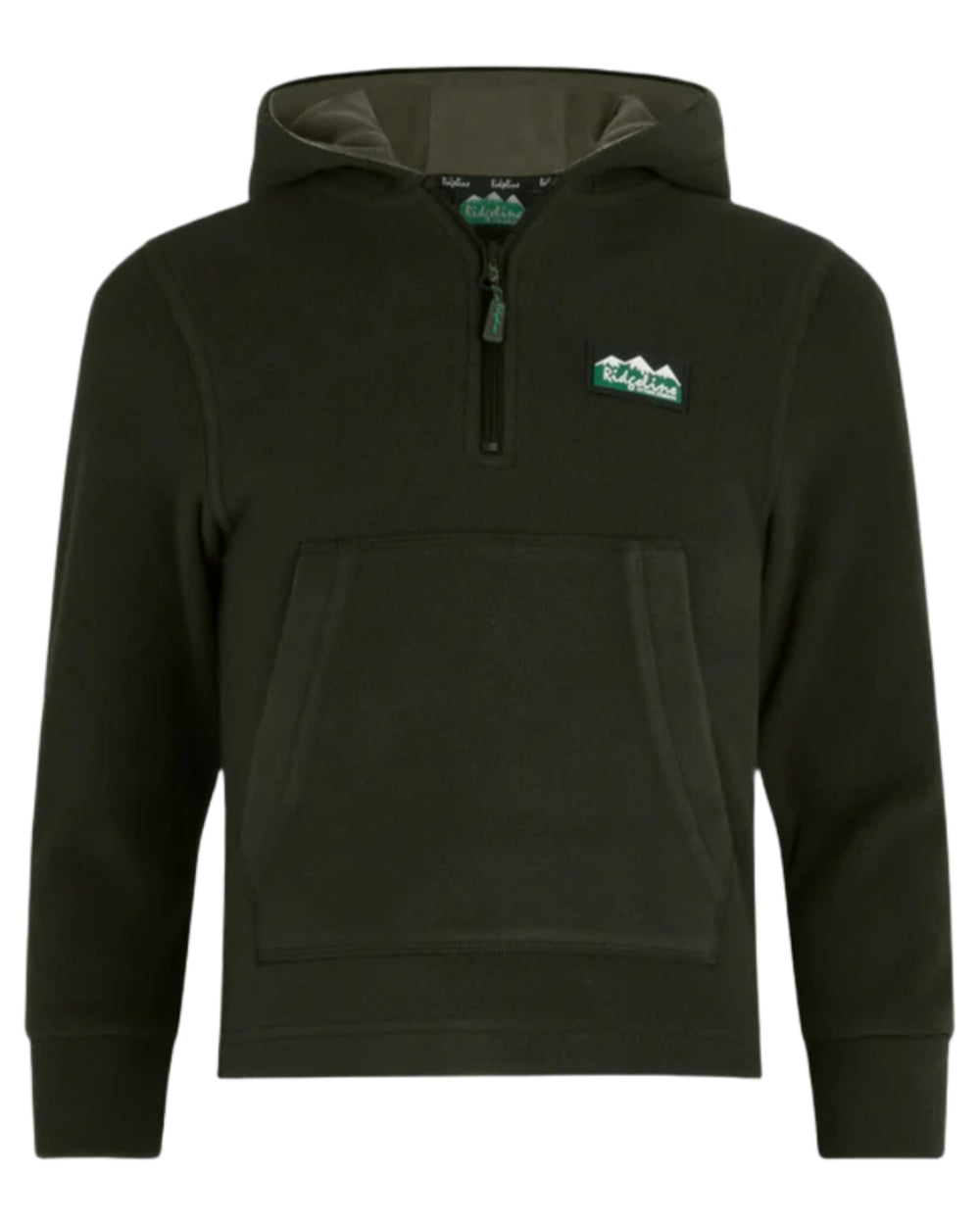 Deep Forest coloured Ridgeline Kids Ballistic Long Sleeve Hoodie on white background #colour_deep-forest