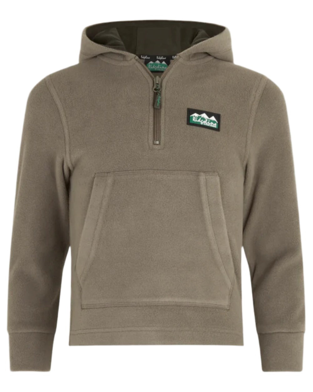 Smokey Olive coloured Ridgeline Kids Ballistic Long Sleeve Hoodie on white background #colour_smokey-olive