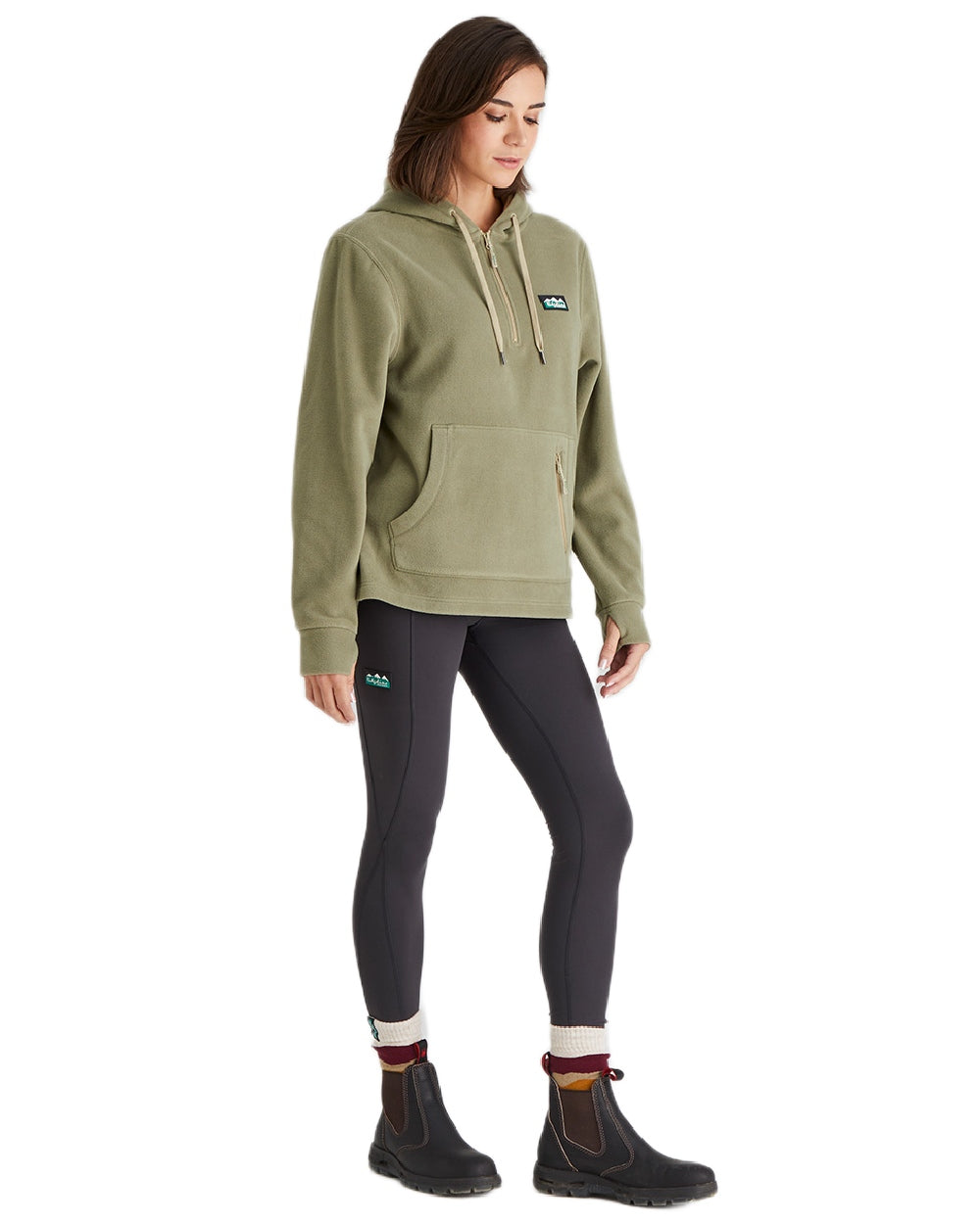 Khaki Green Coloured Ridgeline Ladies Ballistic Hoodie on white background #colour_khaki-green