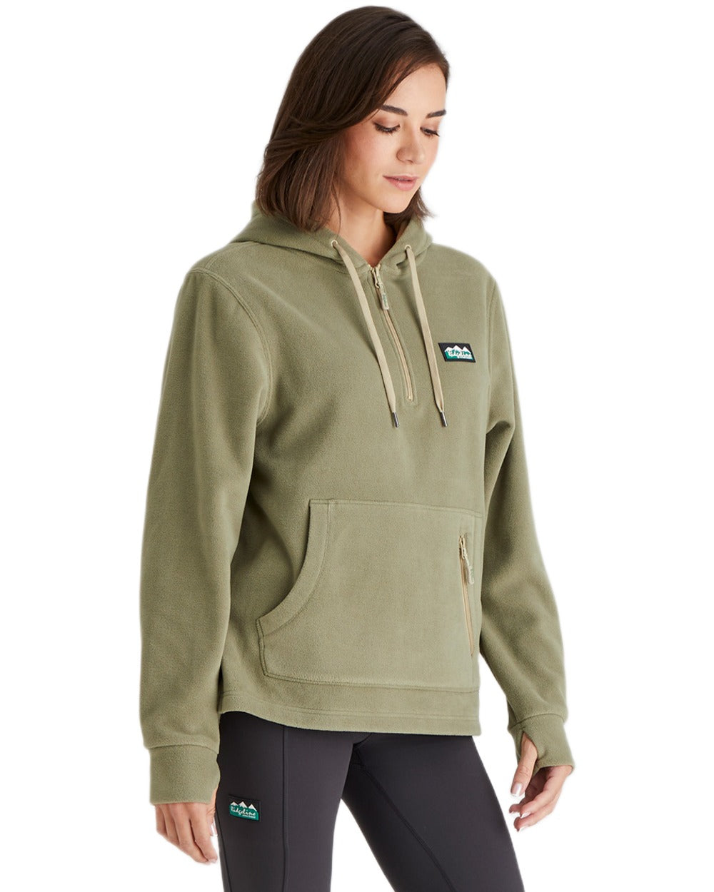 Khaki Green Coloured Ridgeline Ladies Ballistic Hoodie on white background #colour_khaki-green