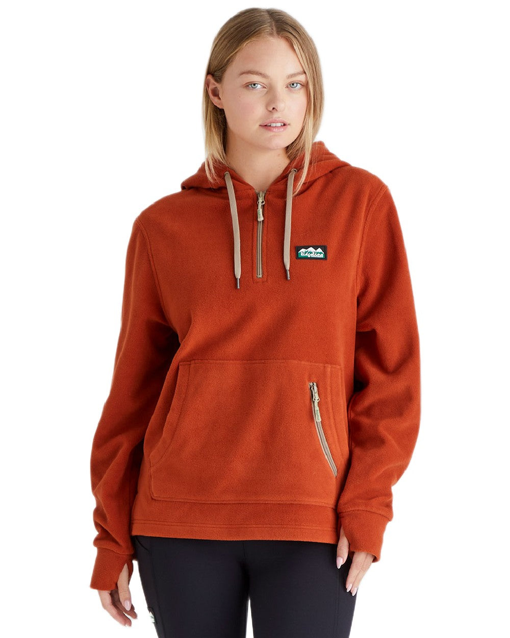 Russet Coloured Ridgeline Ladies Ballistic Hoodie on white background #colour_russet