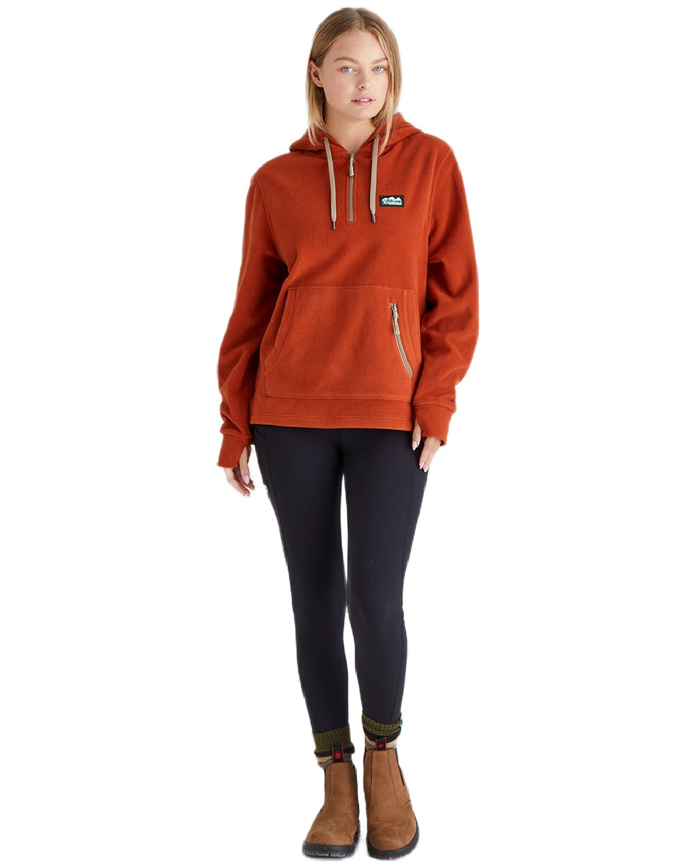 Russet Coloured Ridgeline Ladies Ballistic Hoodie on white background #colour_russet