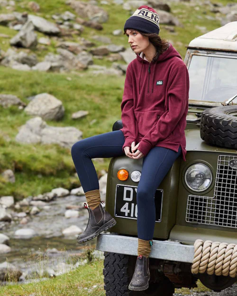 Winter Berry Coloured Ridgeline Ladies Ballistic Hoodie on outdoor background #colour_winter-berry