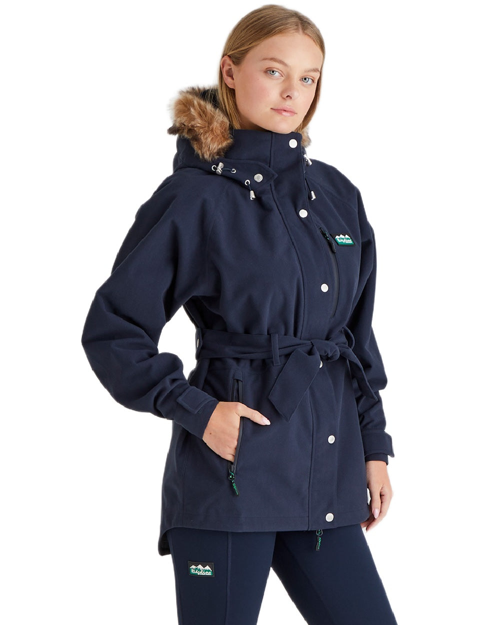 Navy Coloured Ridgeline Ladies Monsoon Nordic Jacket on white background #colour_navy