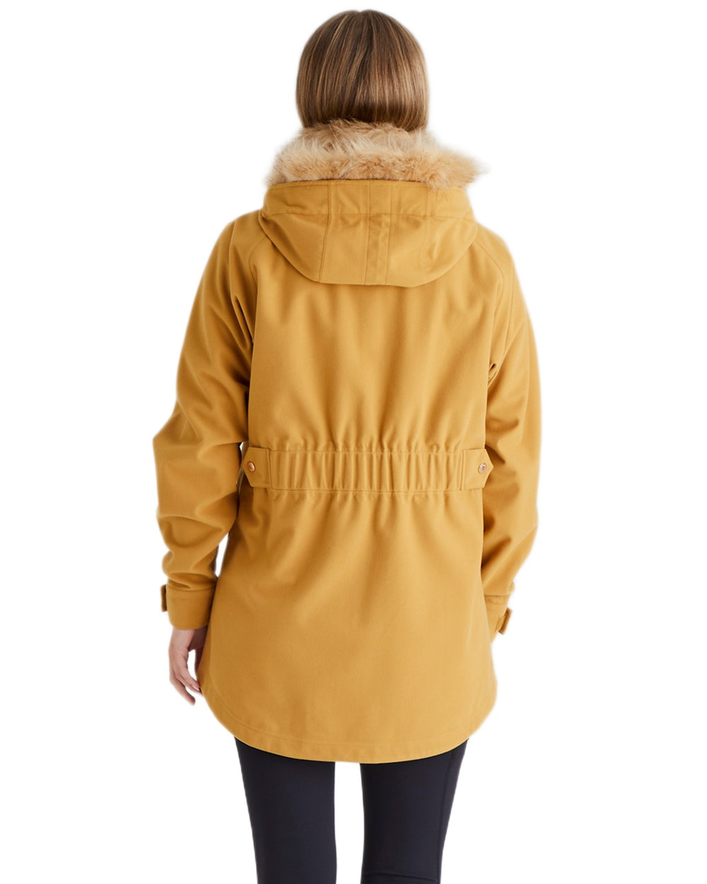 Ochre Coloured Ridgeline Ladies Monsoon Nordic Jacket on white background #colour_ochre