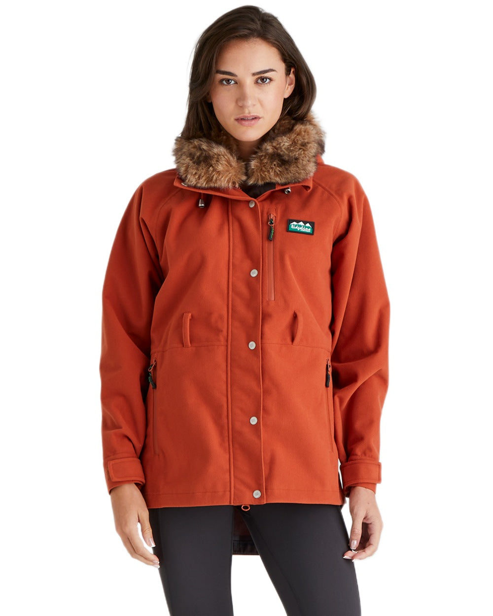 Russet Coloured Ridgeline Ladies Monsoon Nordic Jacket on white background #colour_russet