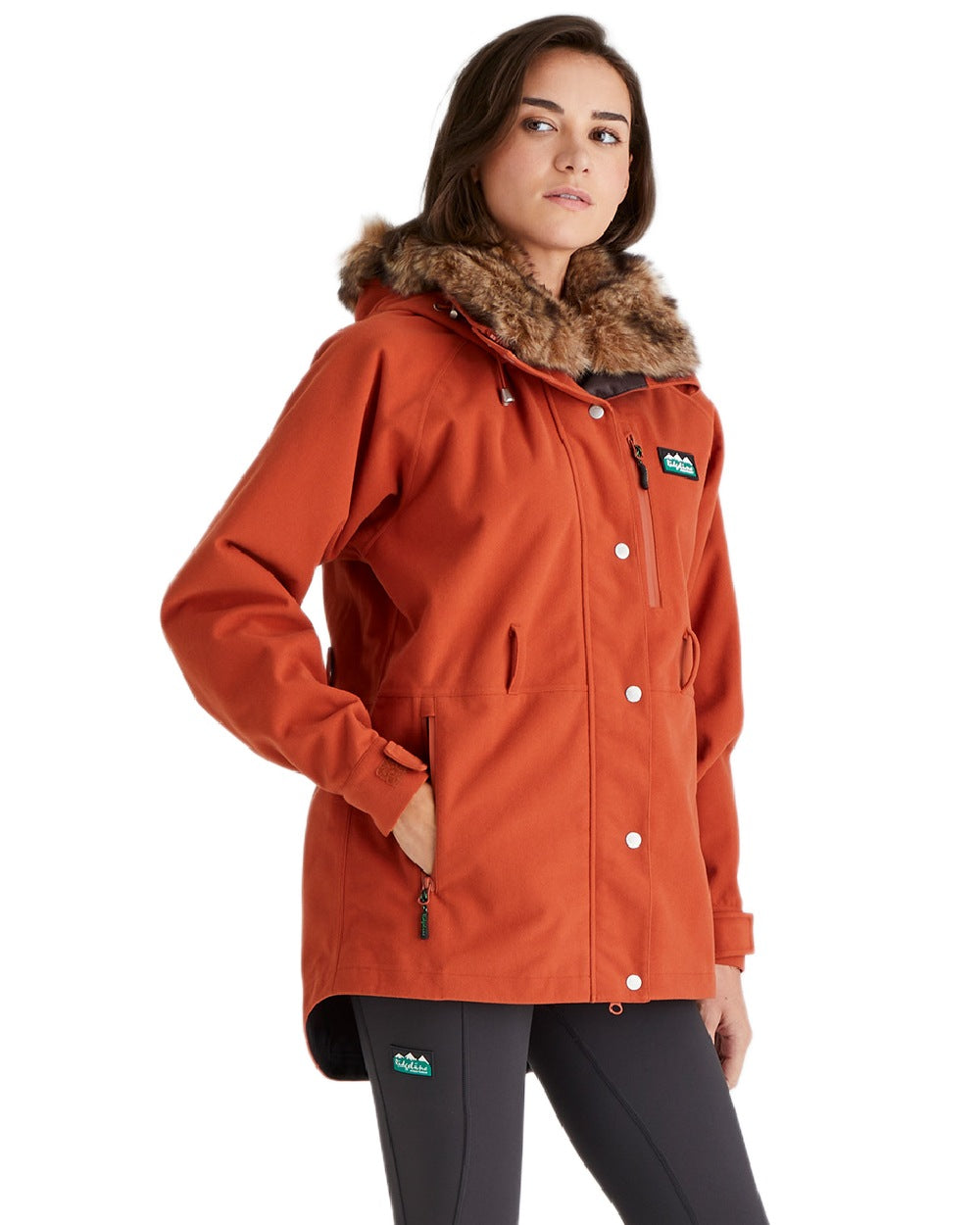 Russet Coloured Ridgeline Ladies Monsoon Nordic Jacket on white background #colour_russet