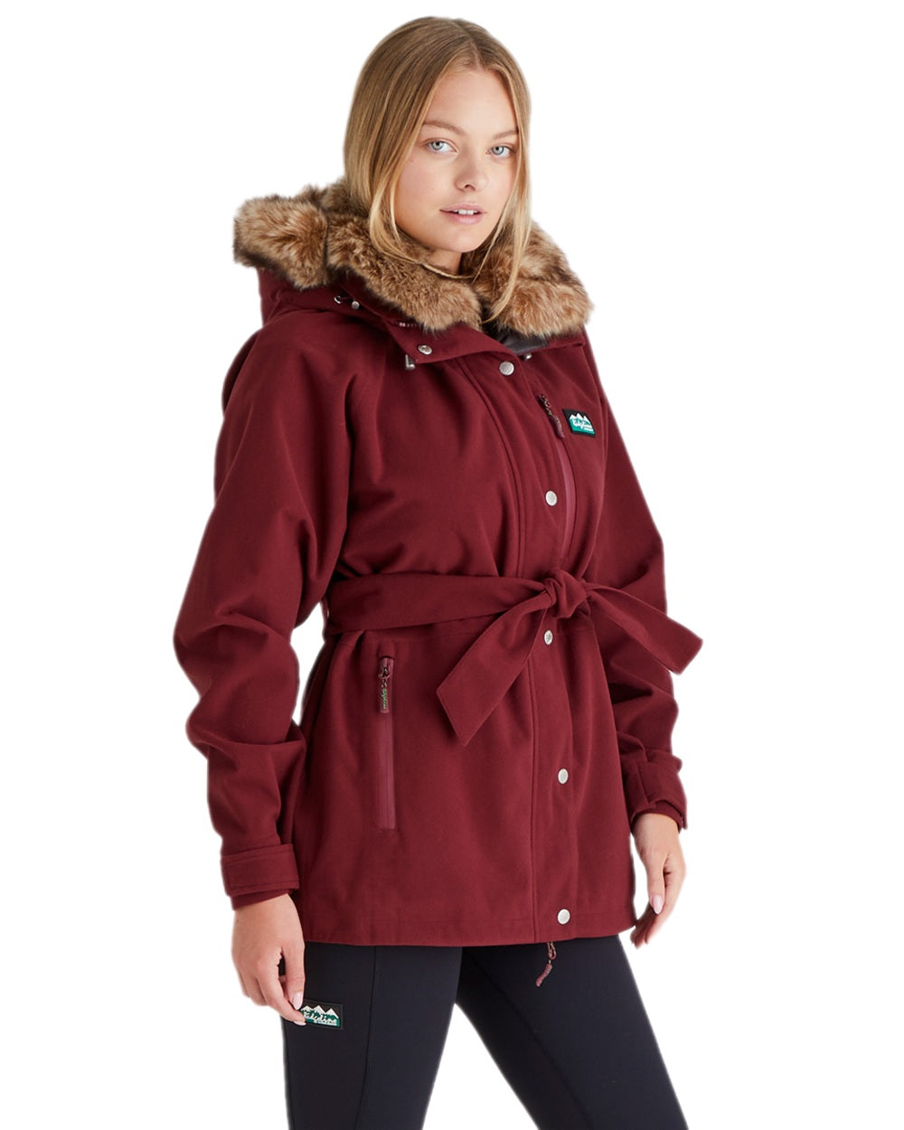 Winter Berry Coloured Ridgeline Ladies Monsoon Nordic Jacket on white background #colour_winter-berry