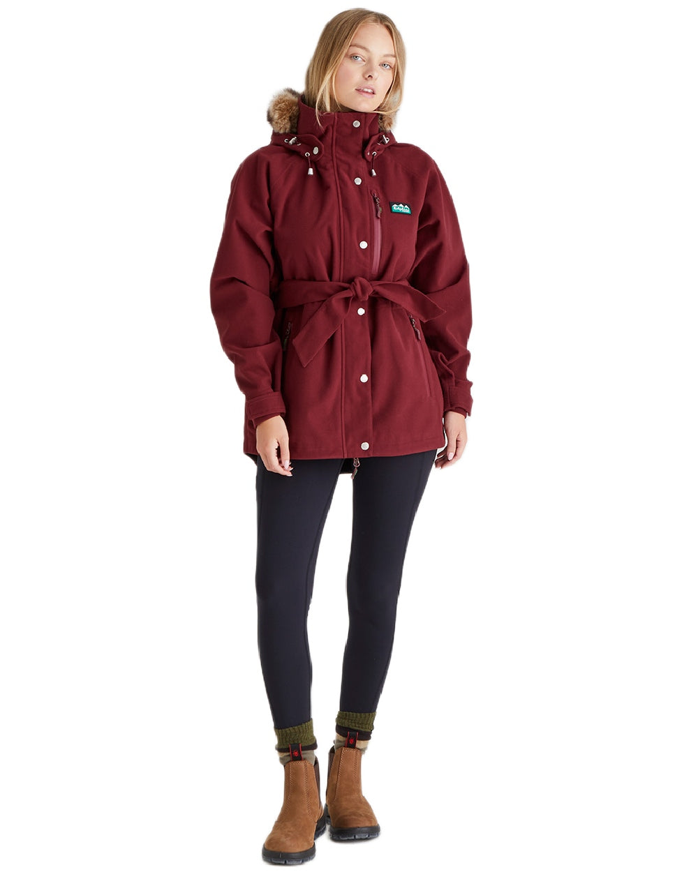 Winter Berry Coloured Ridgeline Ladies Monsoon Nordic Jacket on white background #colour_winter-berry